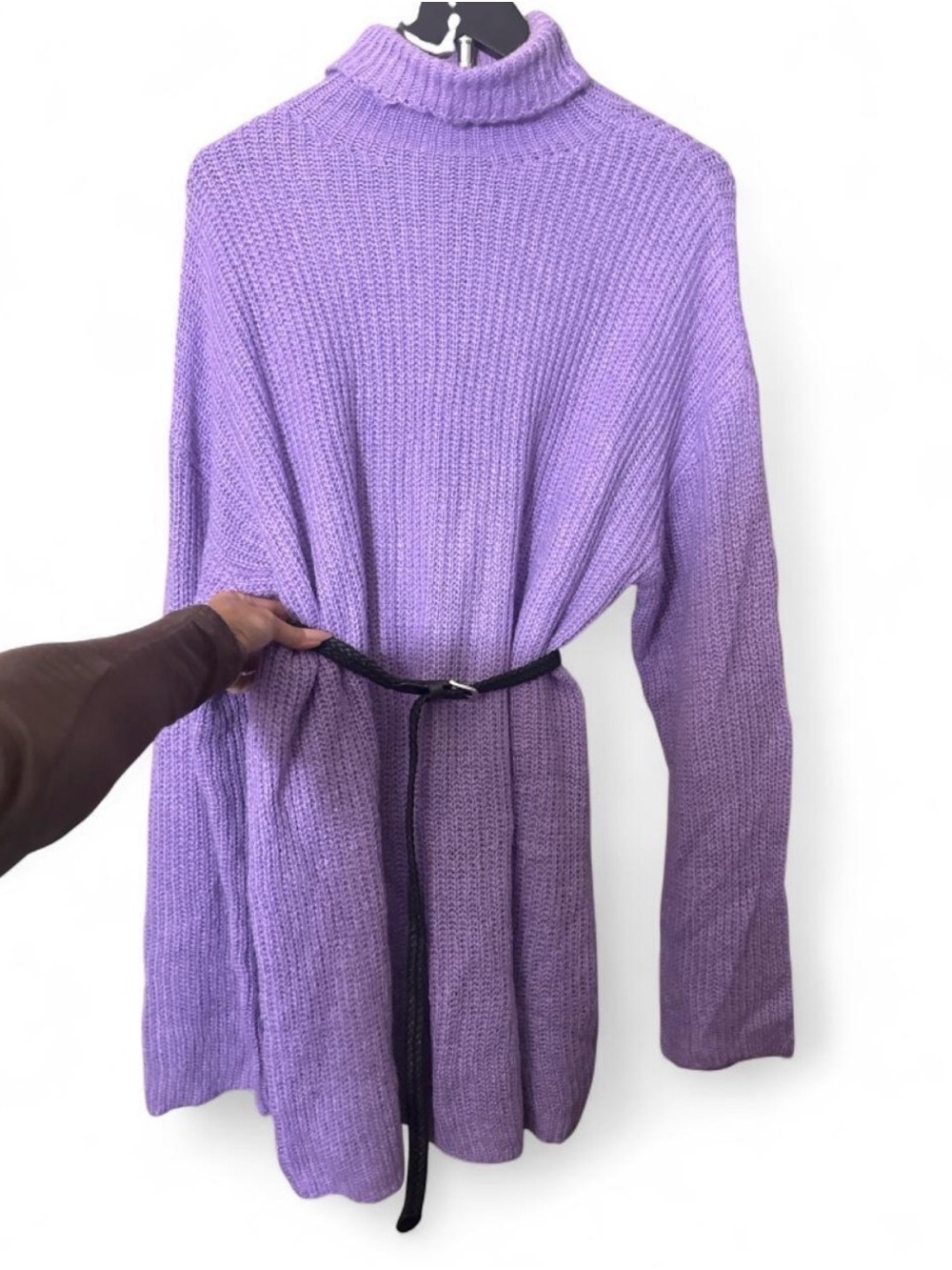 Purple Turtleneck Knit Sweater - Women's Cozy Pullover